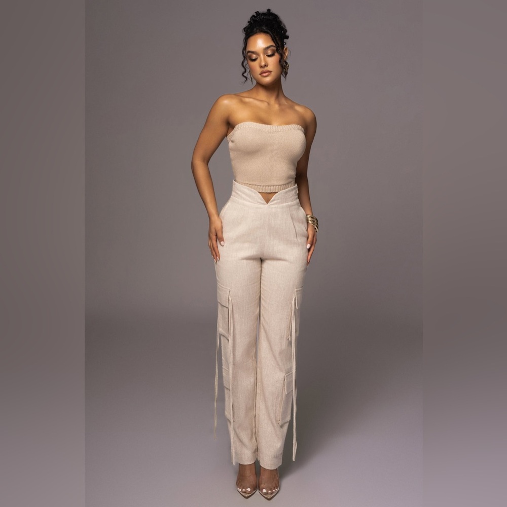 JLUXLABEL Cream Wide Leg Pants